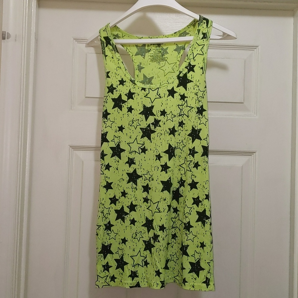 Neon Tank with Black Stars